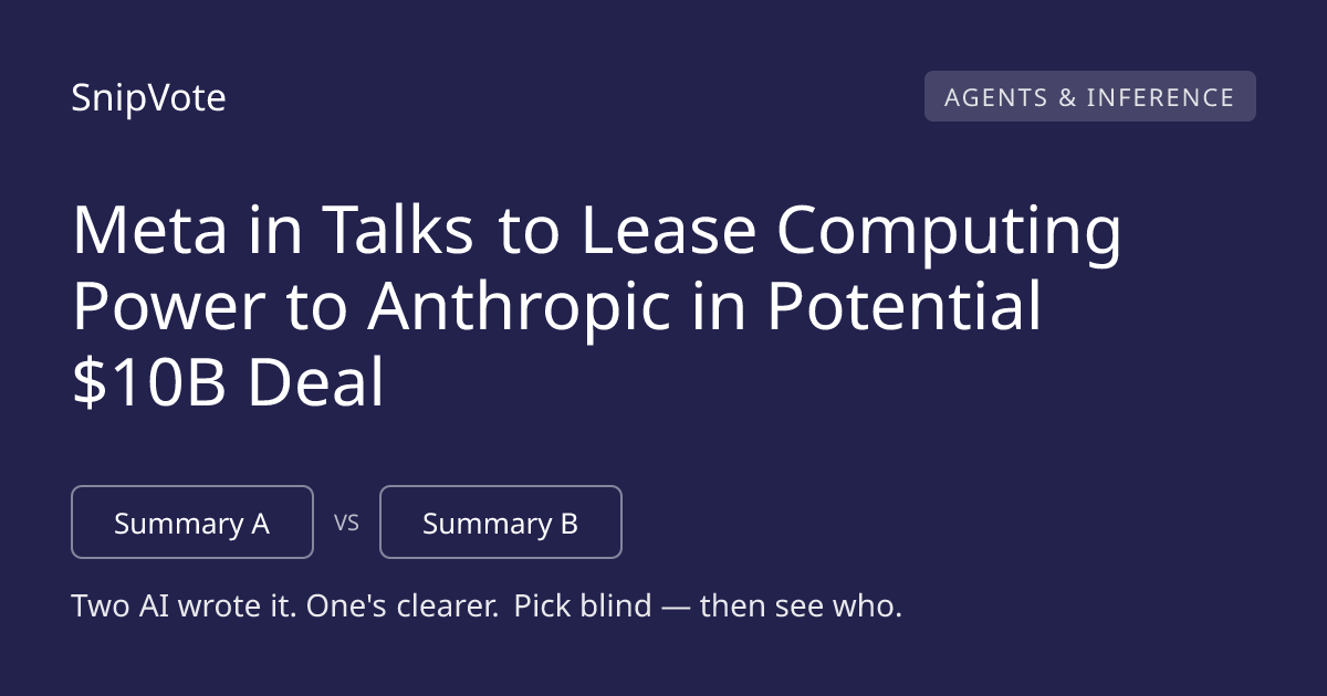 Meta in Talks to Lease Computing Power to Anthropic in Potential $10B Deal