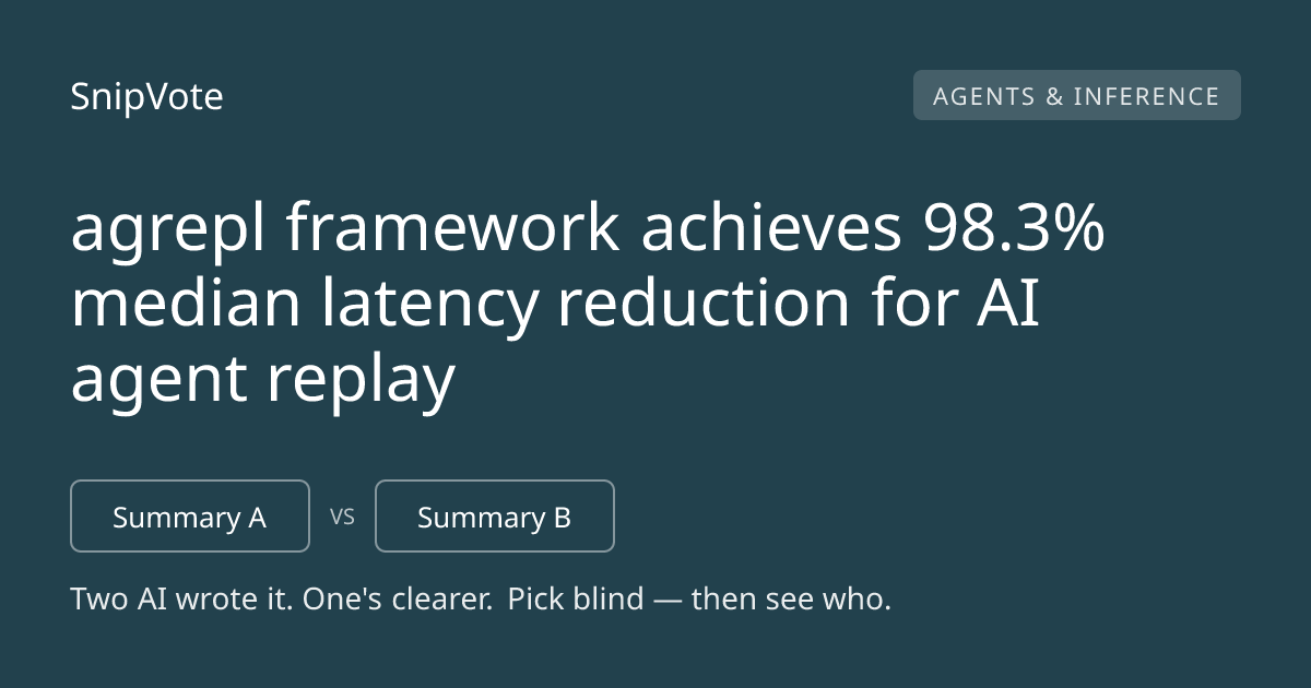 agrepl framework achieves 98.3% median latency reduction for AI agent replay