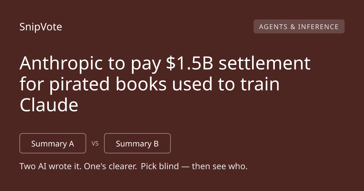 Anthropic to pay $1.5B settlement for pirated books used to train Claude