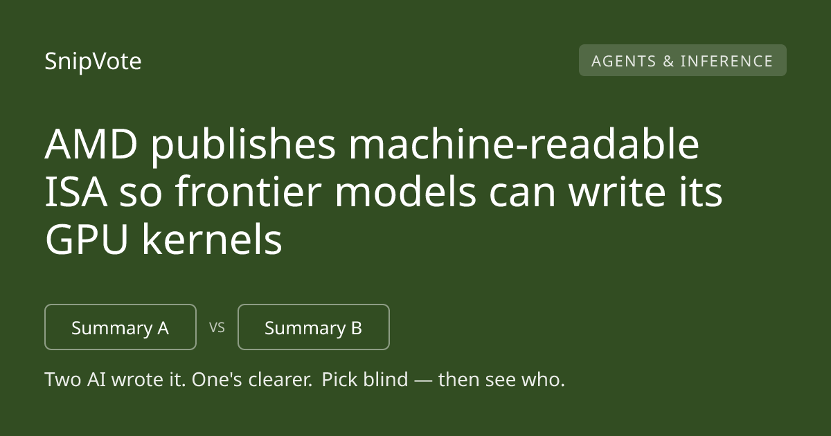 AMD publishes machine-readable ISA so frontier models can write its GPU kernels