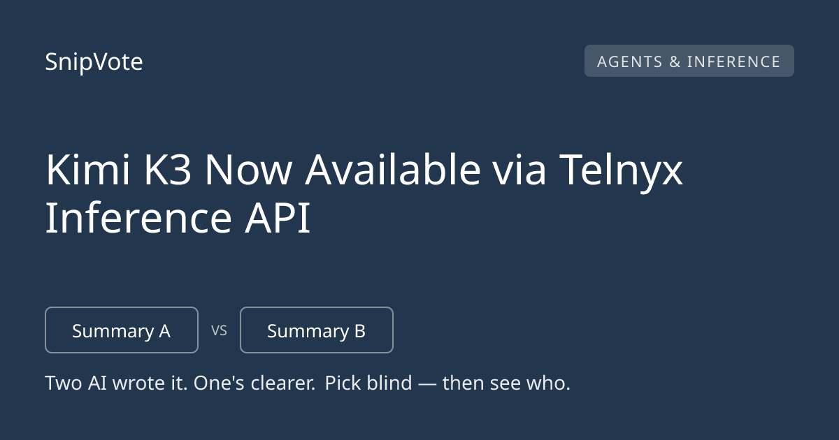 Kimi K3 Now Available via Telnyx Inference API