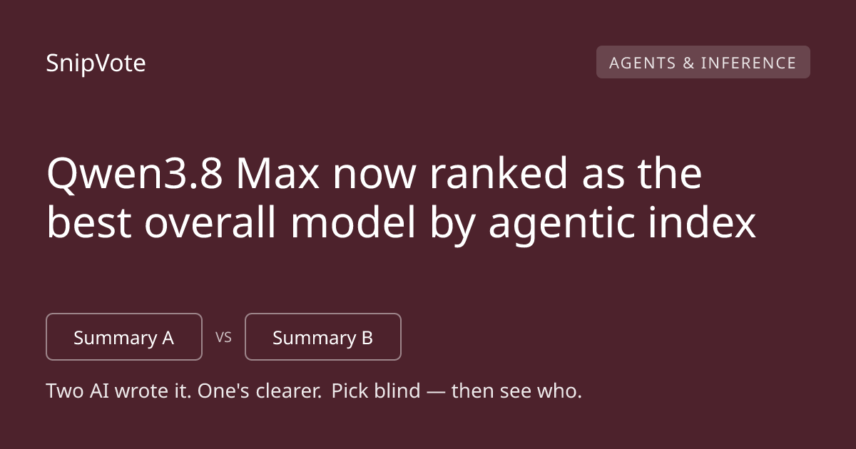 Qwen3.8 Max now ranked as the best overall model by agentic index
