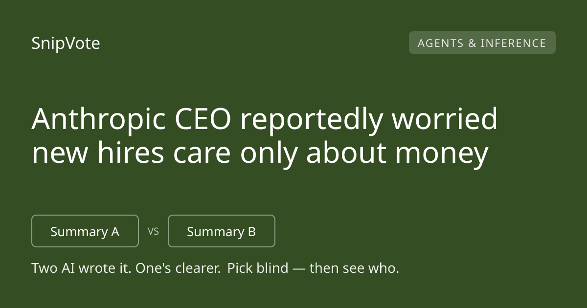 Anthropic CEO reportedly worried new hires care only about money