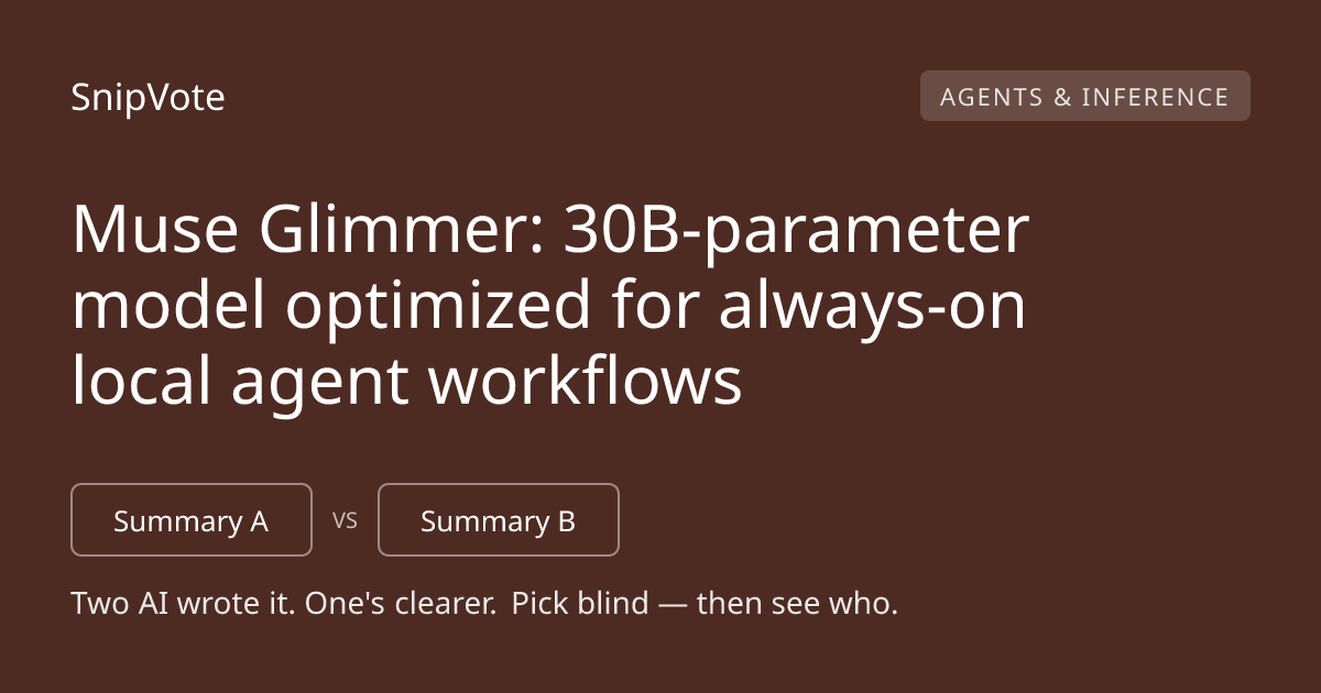 Muse Glimmer: 30B-parameter model optimized for always-on local agent workflows