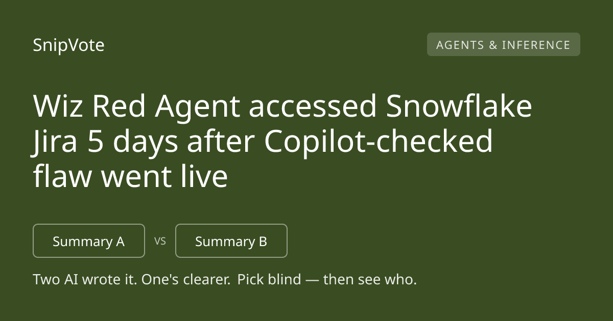 Wiz Red Agent accessed Snowflake Jira 5 days after Copilot-checked flaw went live