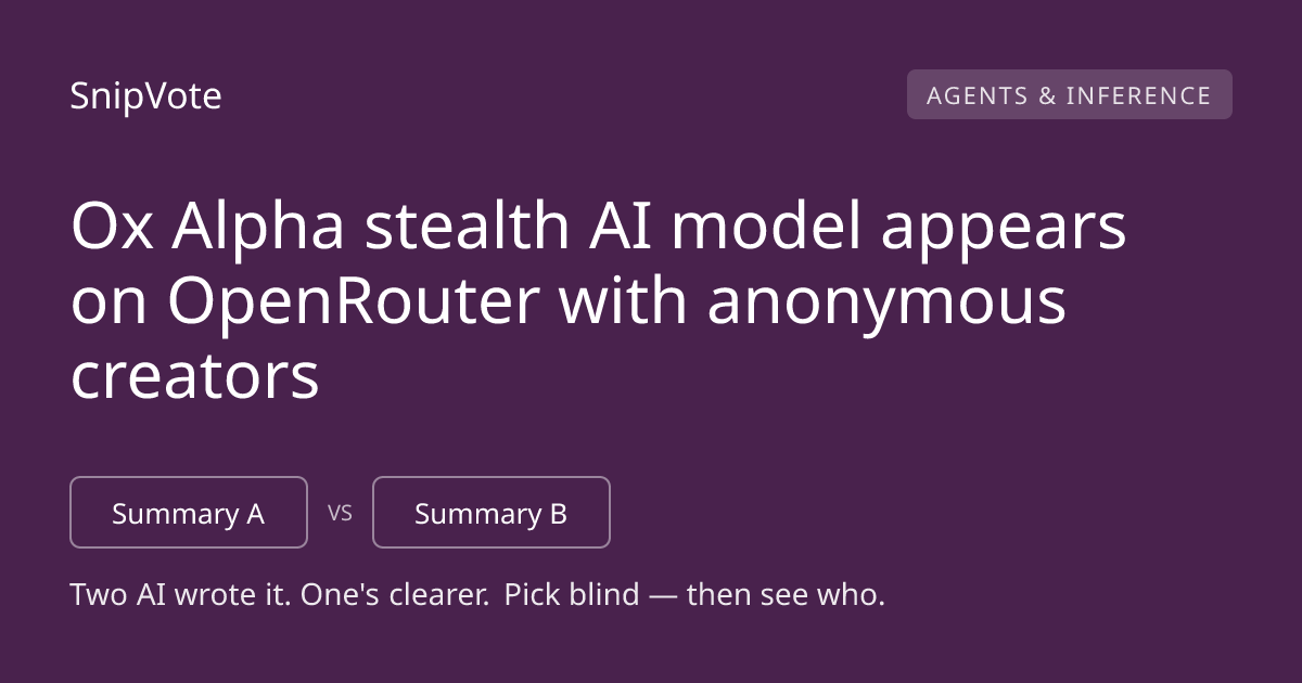 Ox Alpha stealth AI model appears on OpenRouter with anonymous creators