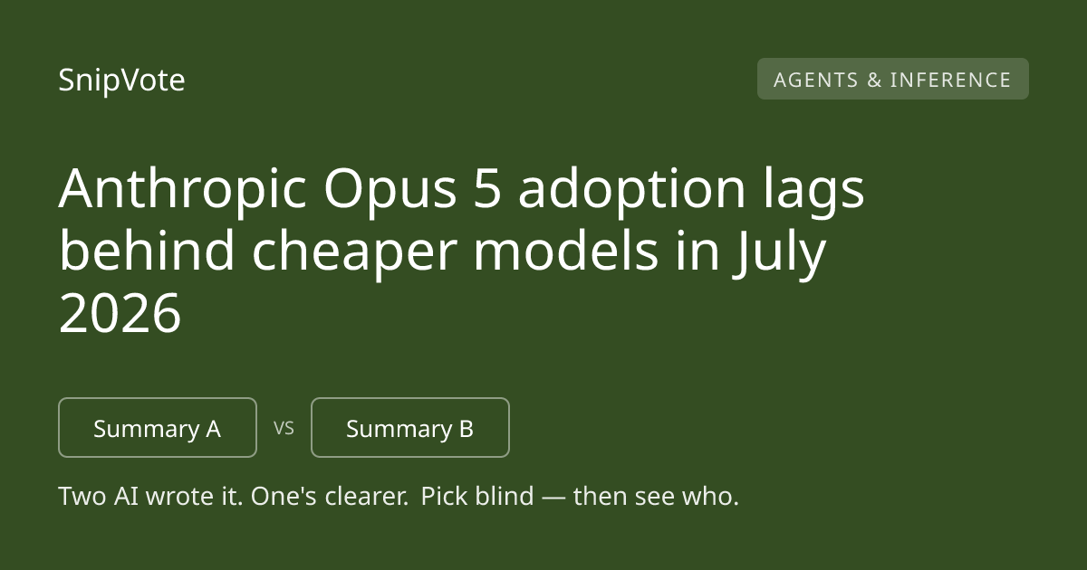 Anthropic Opus 5 adoption lags behind cheaper models in July 2026
