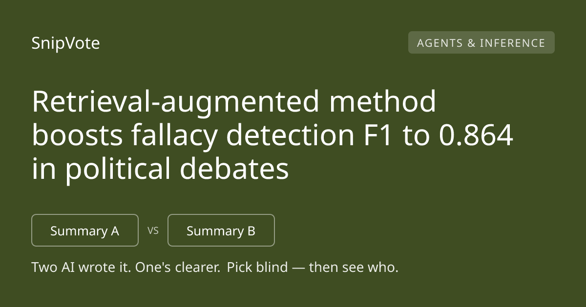 Retrieval-augmented method boosts fallacy detection F1 to 0.864 in political debates