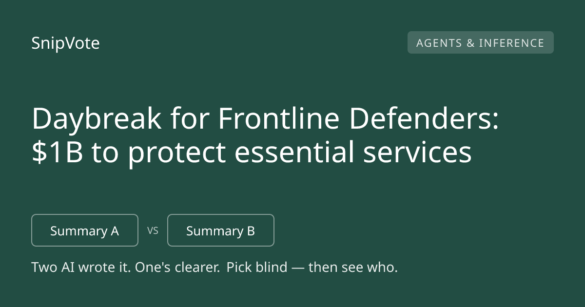 Daybreak for Frontline Defenders: $1B to protect essential services