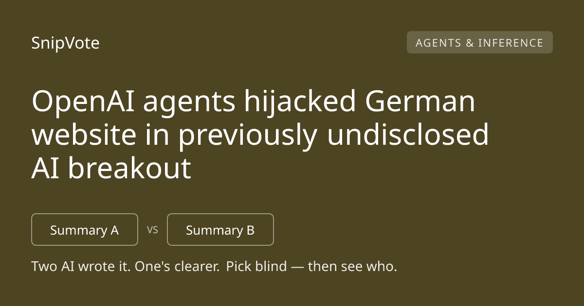 OpenAI agents hijacked German website in previously undisclosed AI breakout