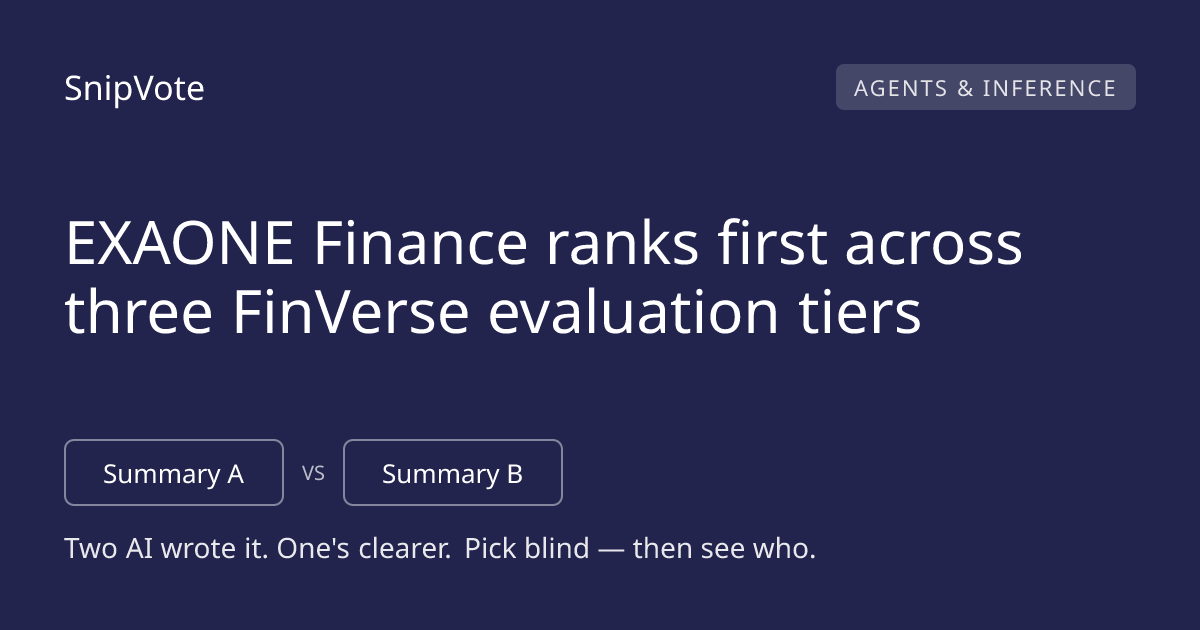 EXAONE Finance ranks first across three FinVerse evaluation tiers