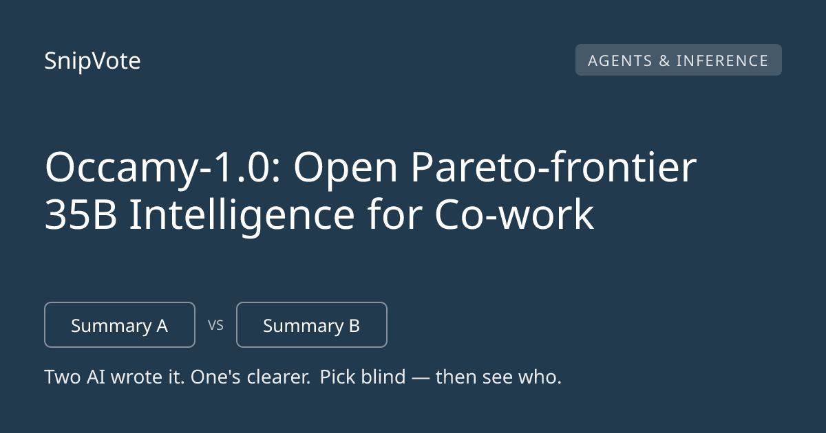 Occamy-1.0: Open Pareto-frontier 35B Intelligence for Co-work