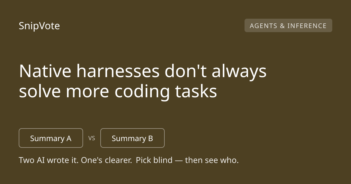 Native harnesses don't always solve more coding tasks