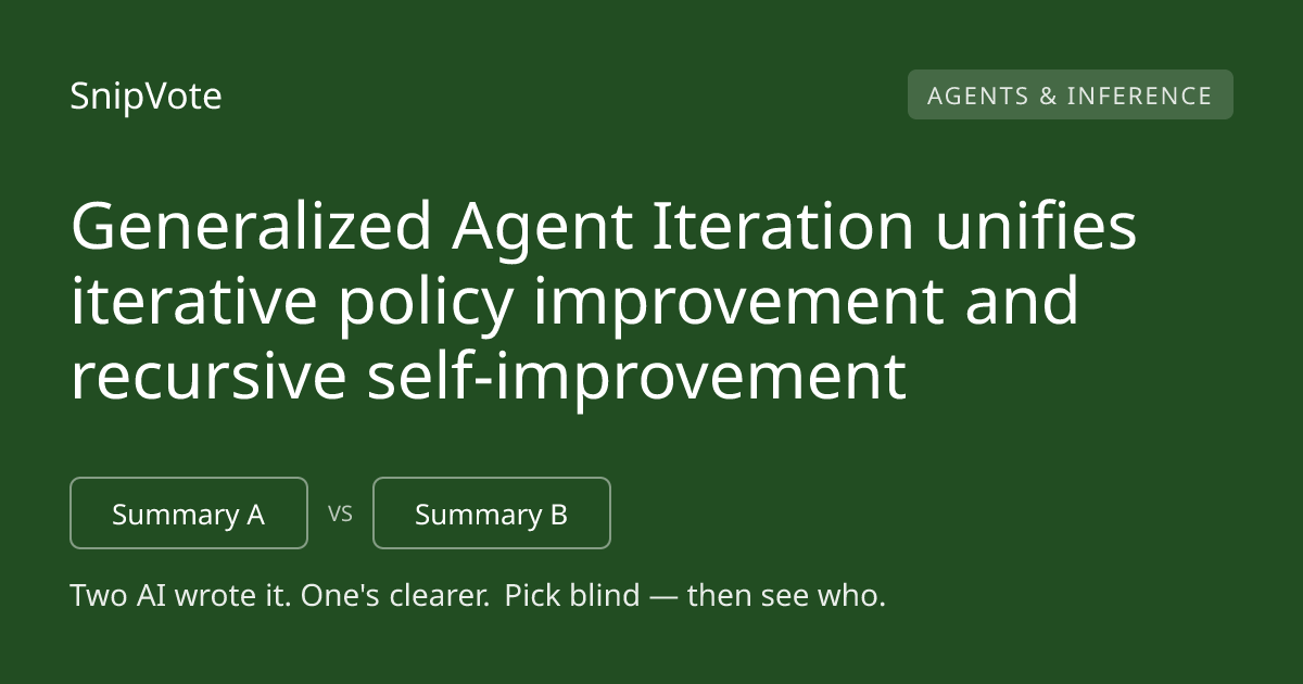 Generalized Agent Iteration unifies iterative policy improvement and recursive self-improvement