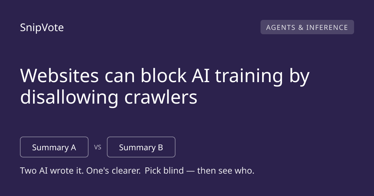 Websites can block AI training by disallowing crawlers