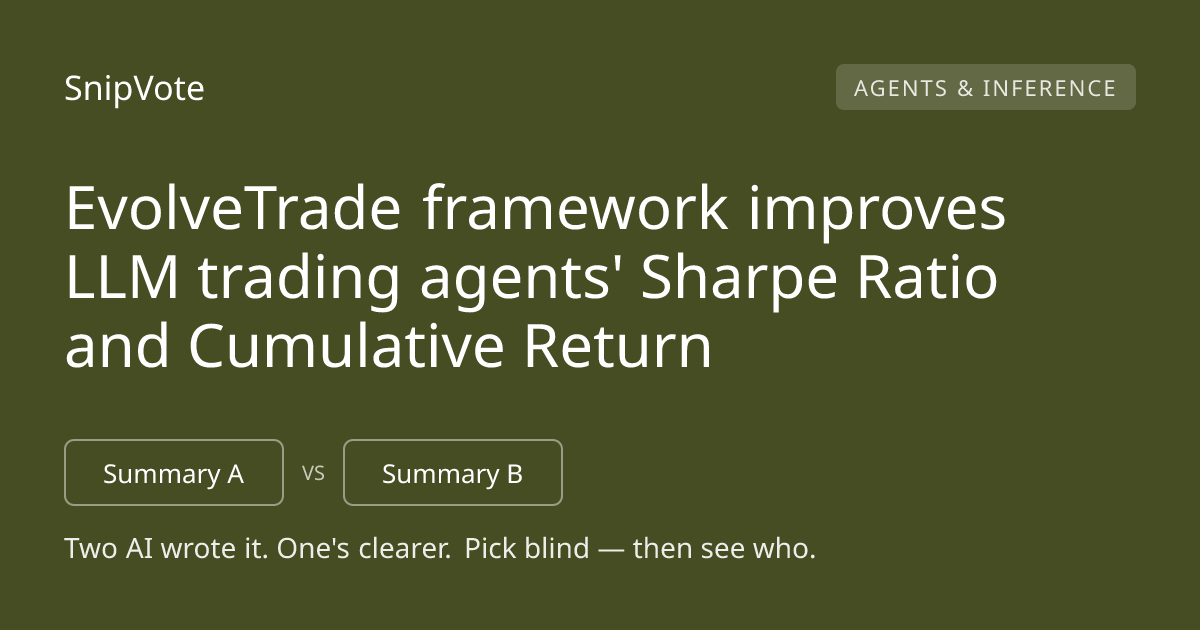 EvolveTrade framework improves LLM trading agents' Sharpe Ratio and Cumulative Return