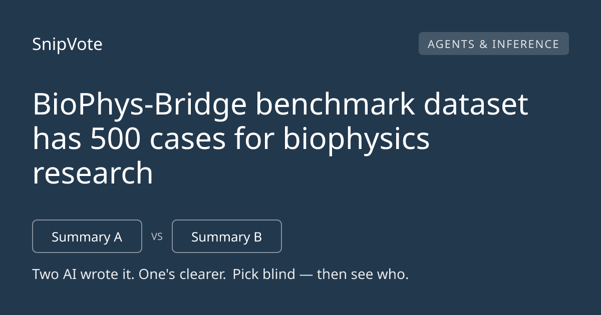 BioPhys-Bridge benchmark dataset has 500 cases for biophysics research