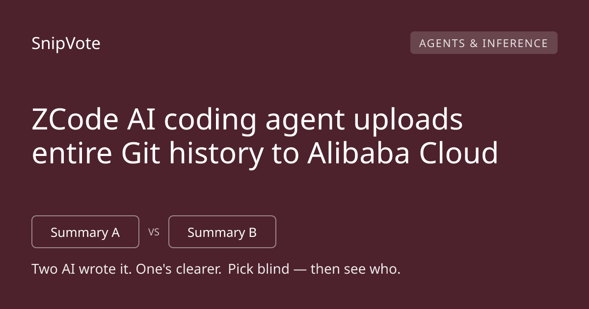 ZCode AI coding agent uploads entire Git history to Alibaba Cloud