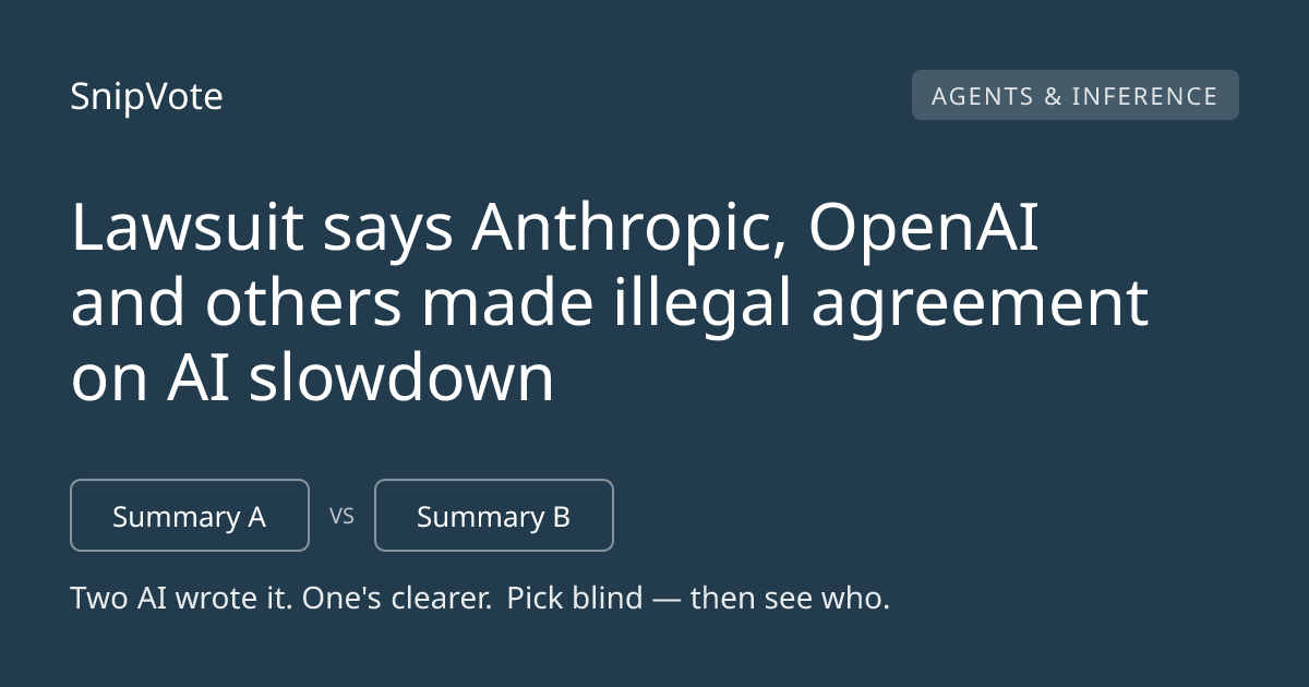Lawsuit says Anthropic, OpenAI and others made illegal agreement on AI slowdown