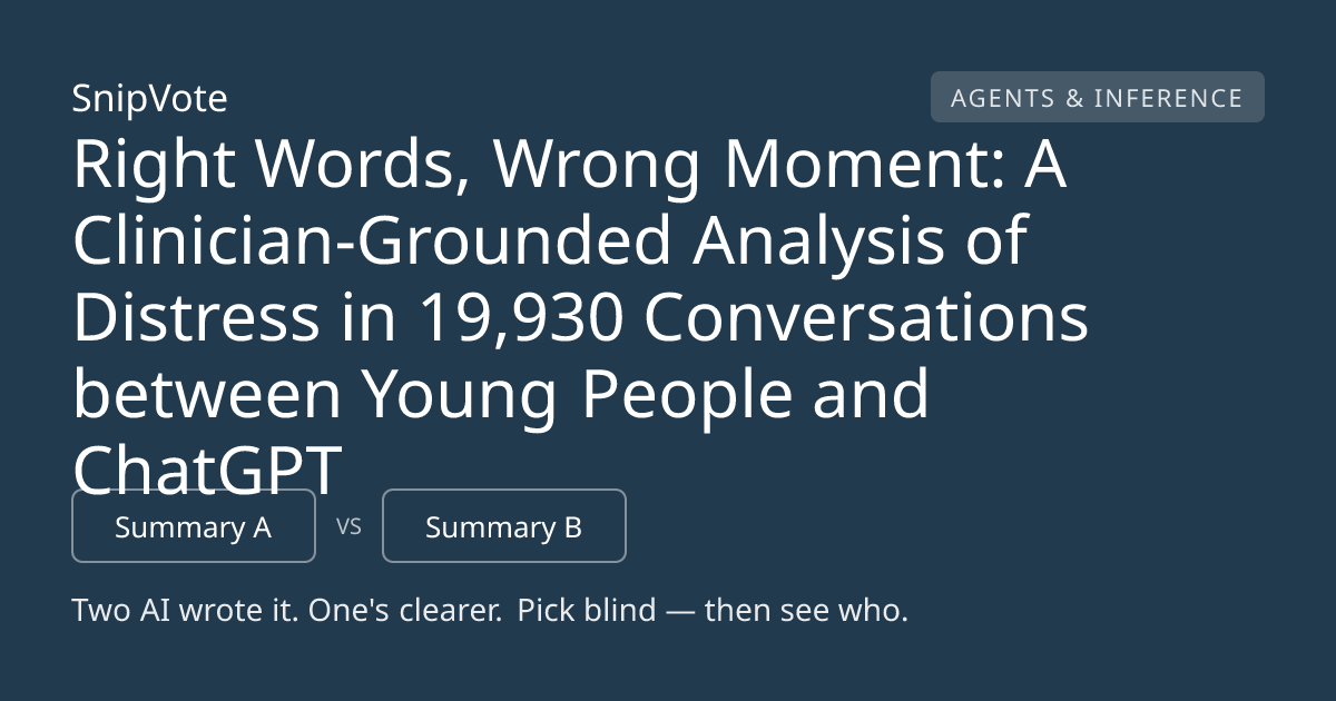 Right Words, Wrong Moment: A Clinician-Grounded Analysis of Distress in 19,930 Conversations between Young People and ChatGPT