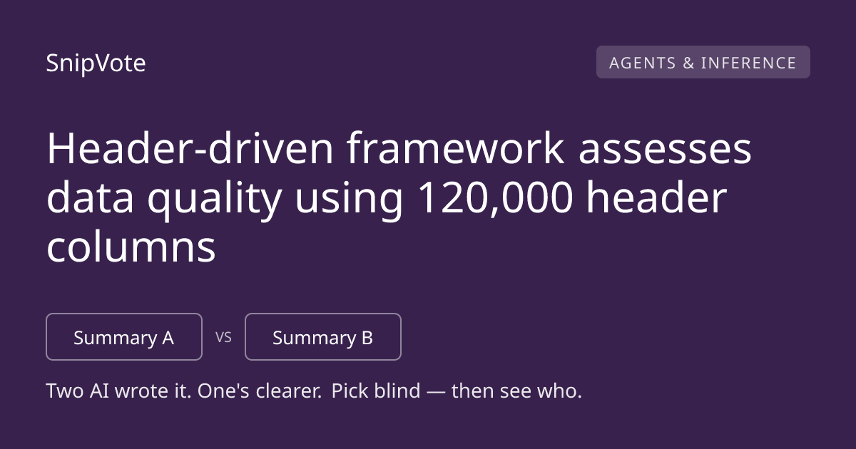 Header-driven framework assesses data quality using 120,000 header columns