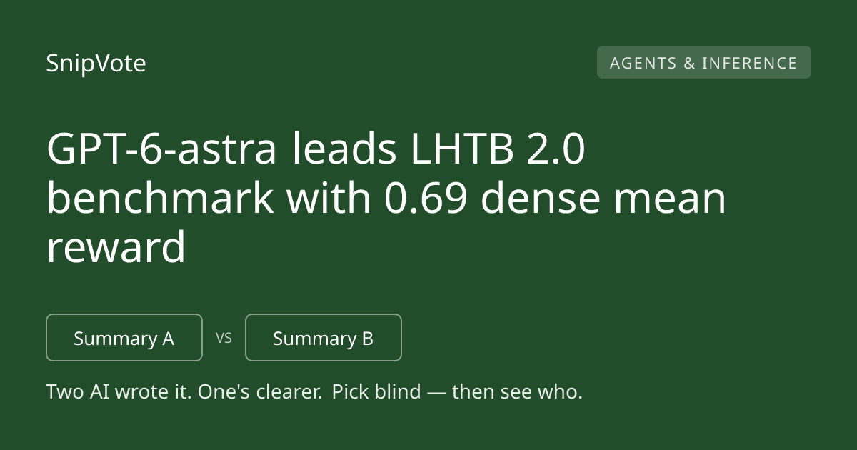 GPT-6-astra leads LHTB 2.0 benchmark with 0.69 dense mean reward