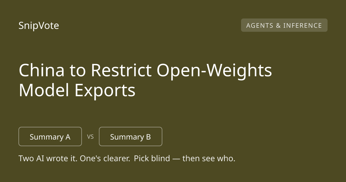 China to Restrict Open-Weights Model Exports