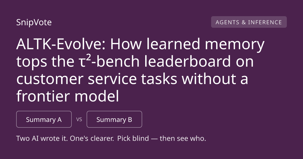ALTK-Evolve: How learned memory tops the τ²-bench leaderboard on customer service tasks without a frontier model