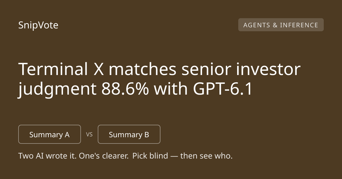 Terminal X matches senior investor judgment 88.6% with GPT-6.1