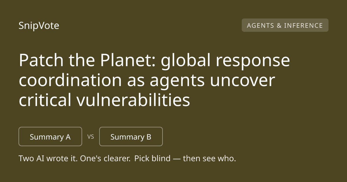Patch the Planet: global response coordination as agents uncover critical vulnerabilities