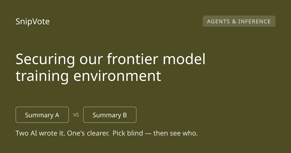 Securing our frontier model training environment
